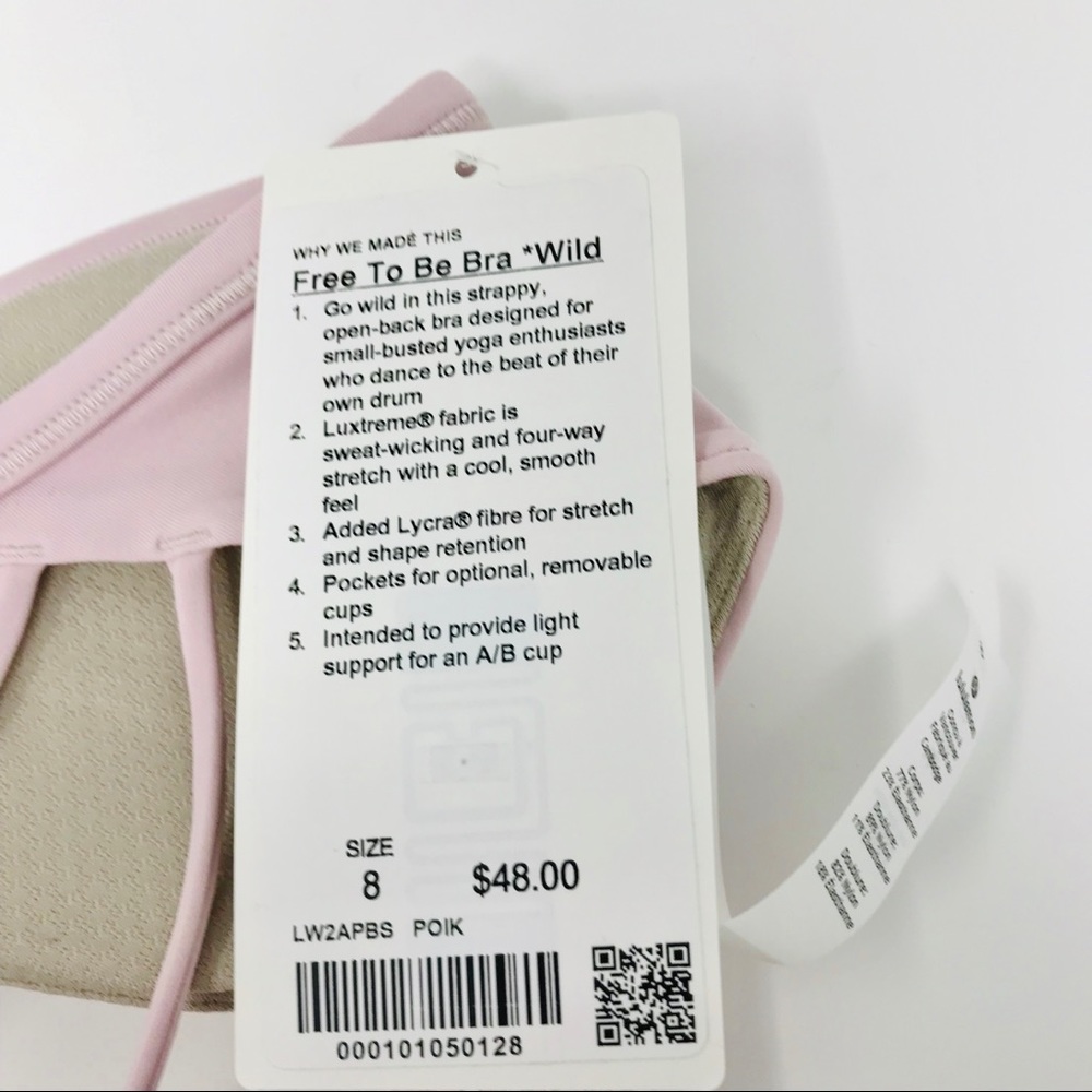 NWT lululemon POIK pearl pink free to be Bra Wild - Picture 2 of 3